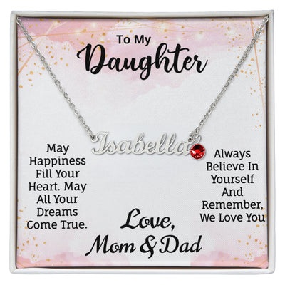 Daughter's Custom Name Necklace with Birthstone