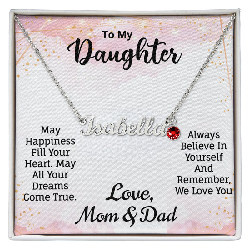 Daughter's Custom Name Necklace with Birthstone