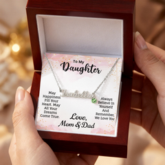 Daughter's Custom Name Necklace with Birthstone