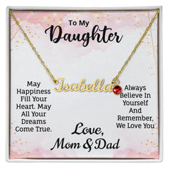 Daughter's Custom Name Necklace with Birthstone