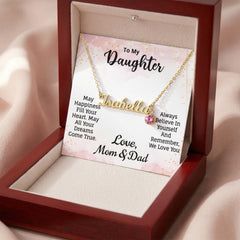 Daughter's Custom Name Necklace with Birthstone