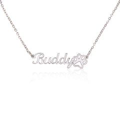New Classic Paw Print Name Necklace