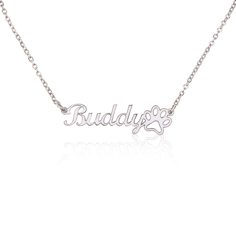 New Classic Paw Print Name Necklace