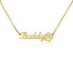 New Classic Paw Print Name Necklace