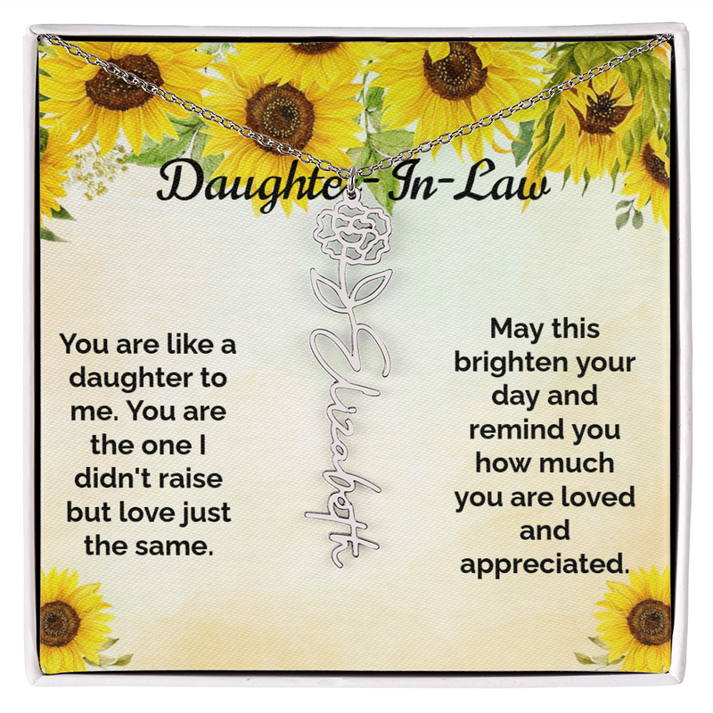 Custom Flower & Name Necklace / Daughter-In-Law