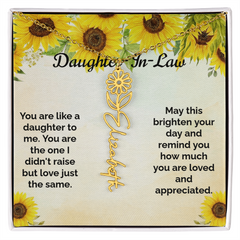 Custom Flower & Name Necklace / Daughter-In-Law