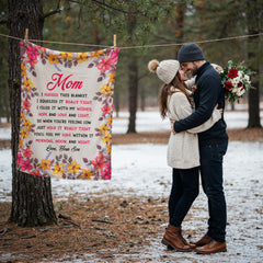 Mom, Feel My Love, Son – Floral Fleece Blanket
