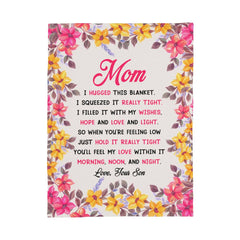 Mom, Feel My Love, Son – Floral Fleece Blanket